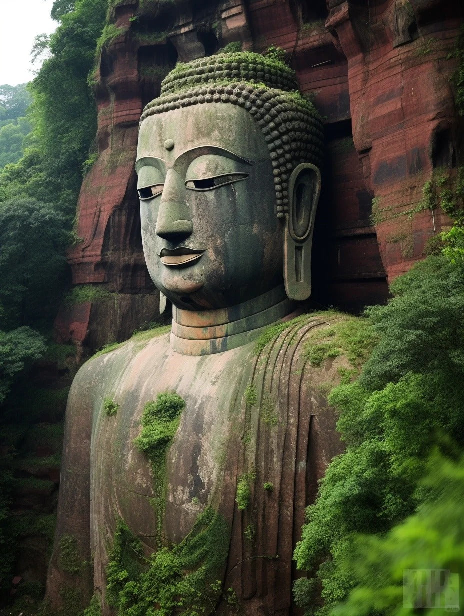 Leshan Giant Buddha, a tourist attraction in China