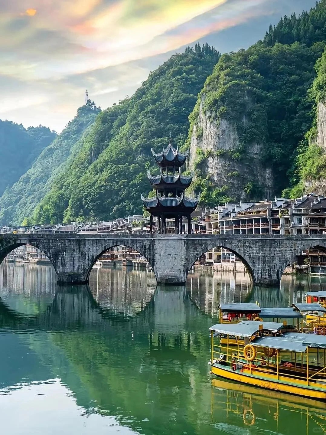 Pavilion on the Bridge in Guizhou, China